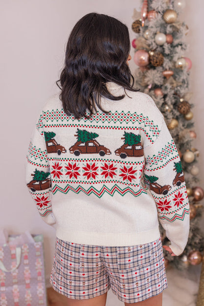 Christmas Tree Car Fair Isle Sweater by Wishlist showing back view