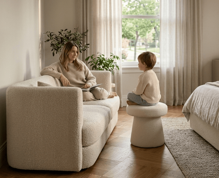 Clawz Cotton Ottoman White
