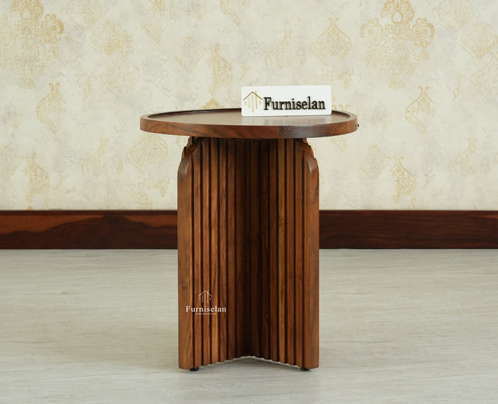 Columbia Wooden Round Side Table Corner Table Teak Finish