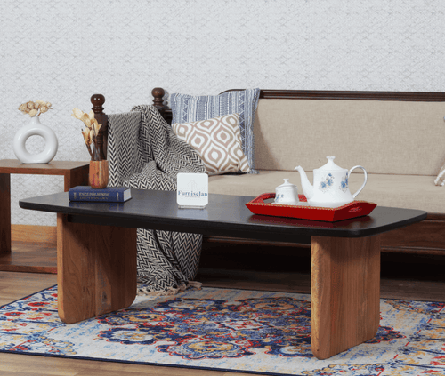 Columbus Solid Wood Coffee Table - Coffee Table - Furniselan - Black-Top