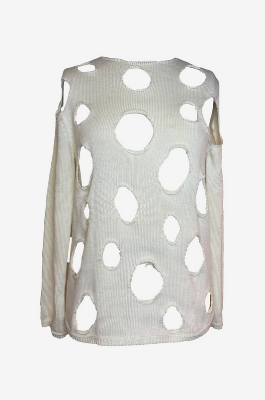 Comme Des Garcons Distressed Cut-Out Knit Top
