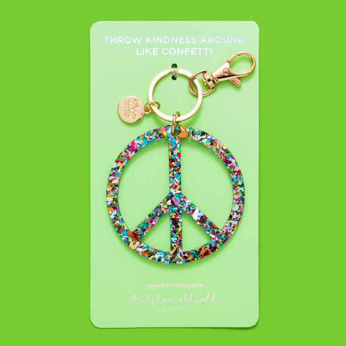Confetti Peace Sign Keychain