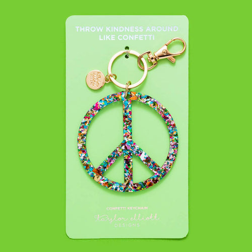Confetti Peace Sign Keychain