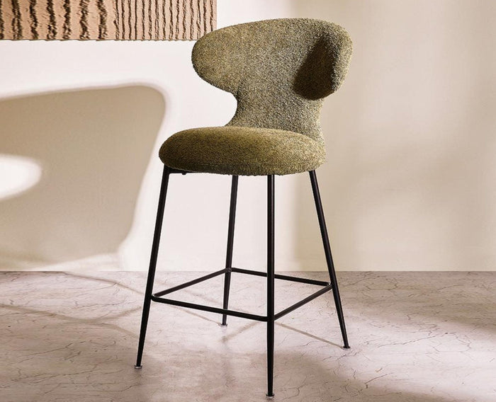 Coral Crest Bar Chair – Modern Upholstered Dining Chair for Home & Café Green