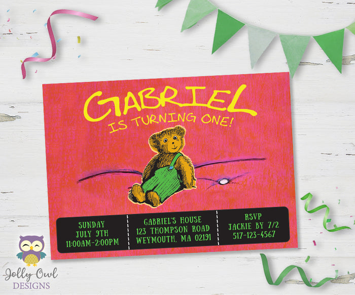 Corduroy Bear Birthday Party Invitation