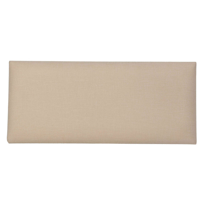 Cortesi Home Dahlia Wooden Bench Ottoman, Distressed Wood and Beige Fabric