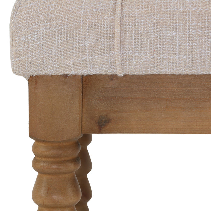 Cortesi Home Tacoma Wooden Ottoman in Beige, Tufted