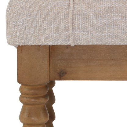 Cortesi Home Tacoma Wooden Ottoman in Beige, Tufted
