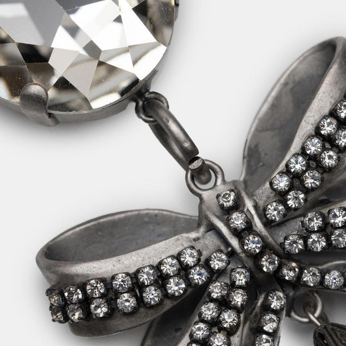 Alessandra Rich Crystal Bow Pearl Drop Earring - Runway Catalog
