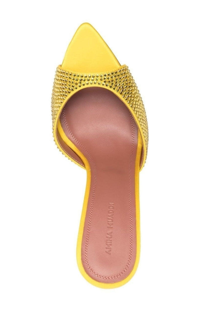 Amina Muaddi Crystal - Embellished Caroline Mules - Runway Catalog