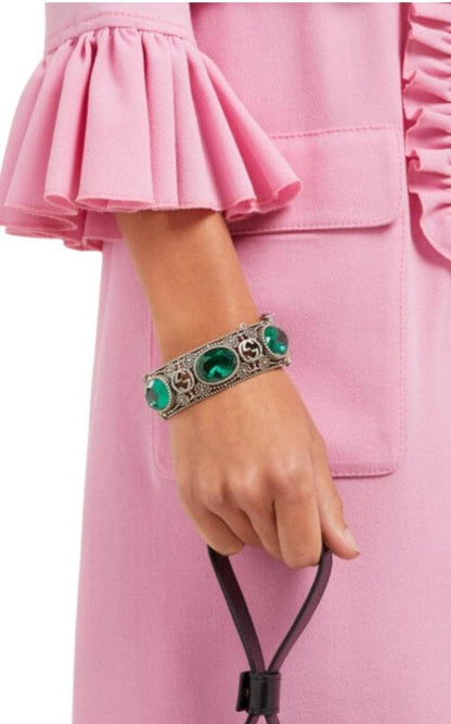 Gucci Crystal - Embellished Sterling - Silver Bracelet - Runway Catalog