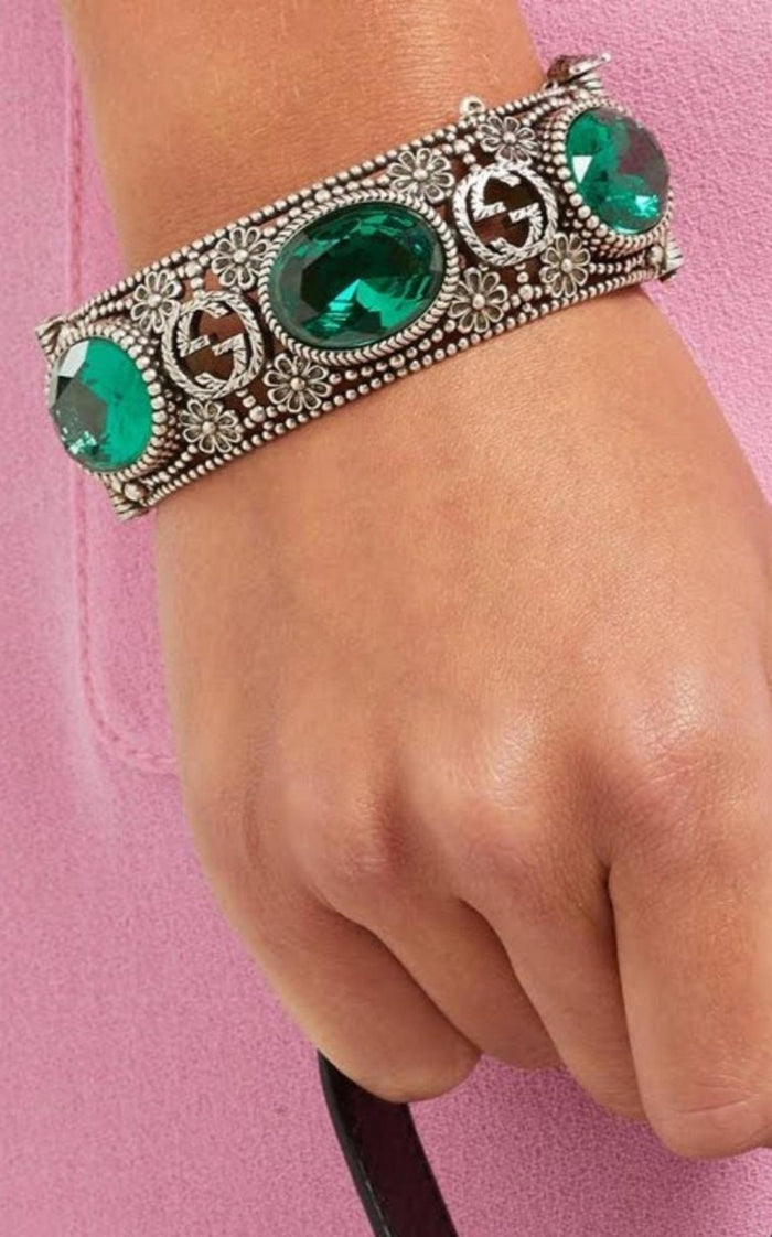 Gucci Crystal - Embellished Sterling - Silver Bracelet - Runway Catalog