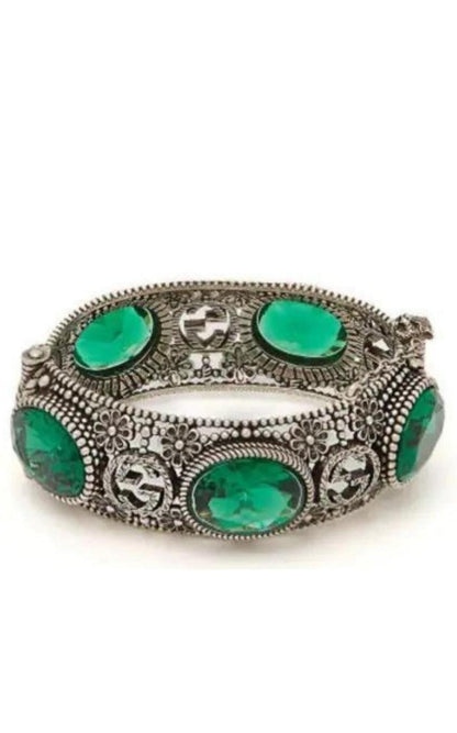 Gucci Crystal - Embellished Sterling - Silver Bracelet - Runway Catalog
