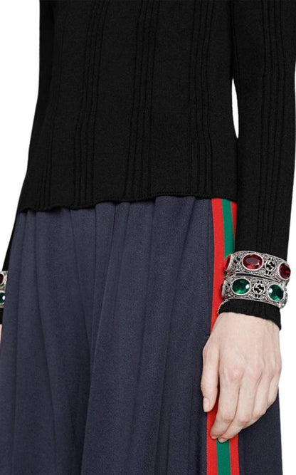 Gucci Crystal - Embellished Sterling - Silver Bracelet - Runway Catalog