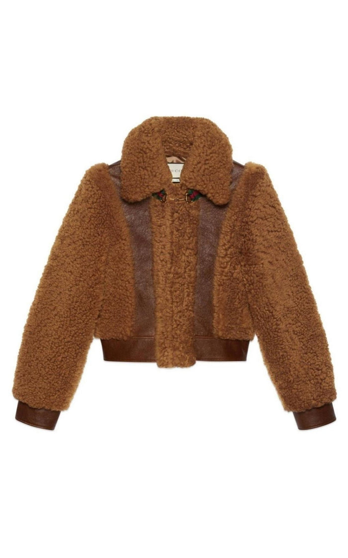 Gucci Gucci Curly Shearling & Lambskin Jacket in Chestnut - Runway Catalog