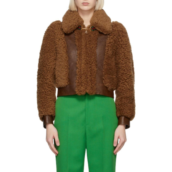 Gucci Gucci Curly Shearling & Lambskin Jacket in Chestnut - Runway Catalog