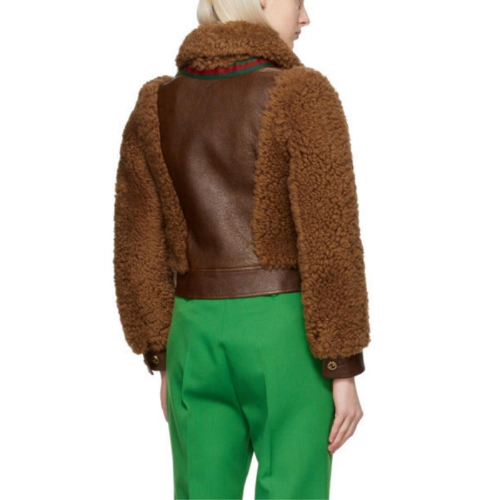 Gucci Gucci Curly Shearling & Lambskin Jacket in Chestnut - Runway Catalog