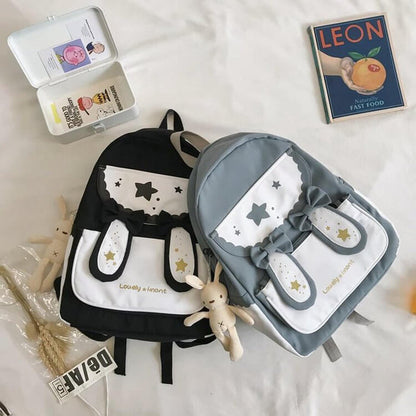 Cute Bunny Ears Bow Backpack | Lightweight Bunny Backpack For Students