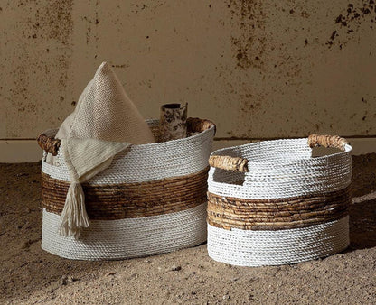 DAISY POPPY BASKET Off White And Natural Beige
