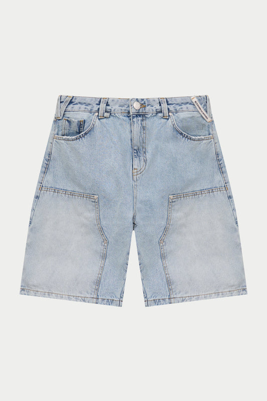 DENIM CARPENTER SHORTS - BLUE WASH