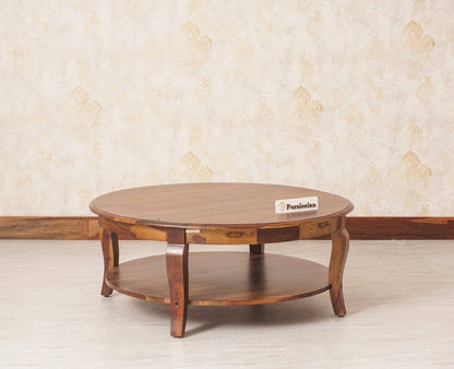 Denmark Sheesham Wood Round Coffee Table - Coffee Table - Furniselan - Teak-Finish