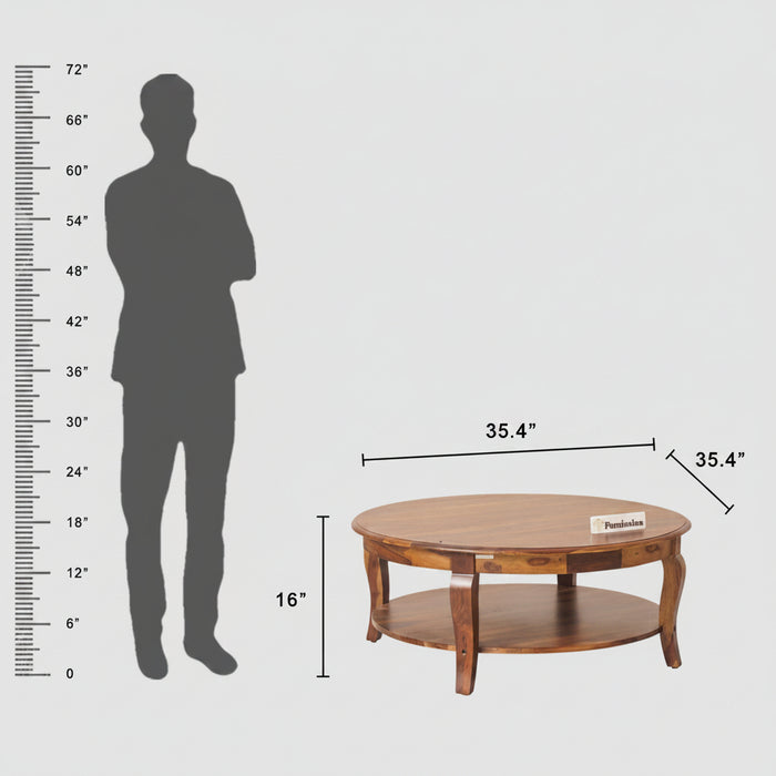 Denmark Sheesham Wood Round Coffee Table - Coffee Table - Furniselan - Teak-Finish