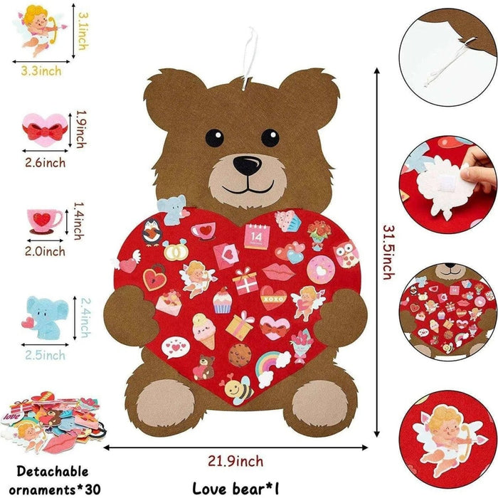 Easter DIY Decorative Felt Pendant - Brown Bear Heart Design - 31.5X21.9 Inches - DiyCraftsProject