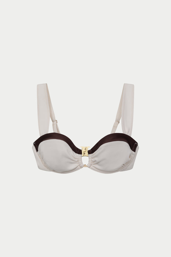 DOUBLE LAYER BALCONETTE BIKINI TOP - CREAM