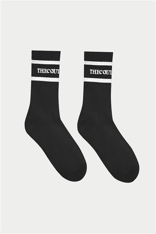 DOUBLE STRIPE COPYRIGHT SOCK - BLACK