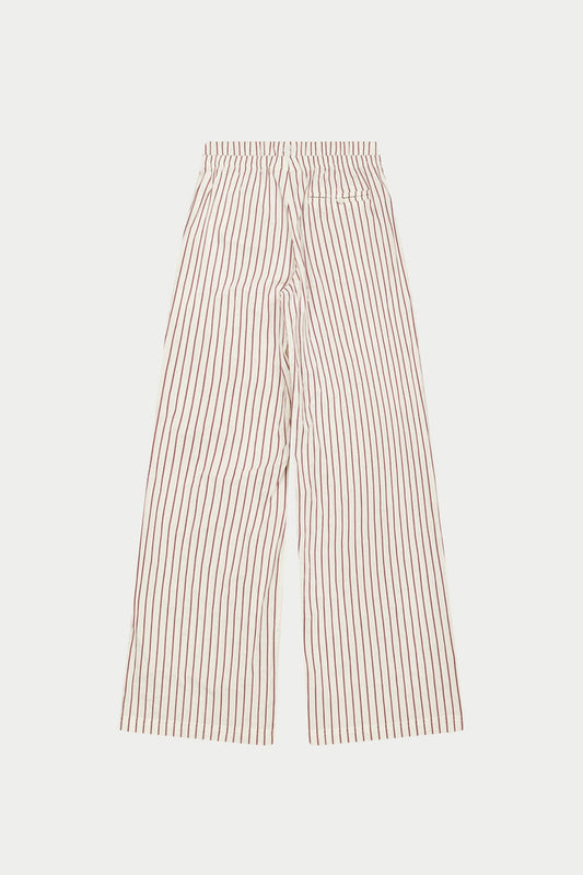 DOUBLE WAISTBAND STRIPE TROUSERS - BURGUNDY