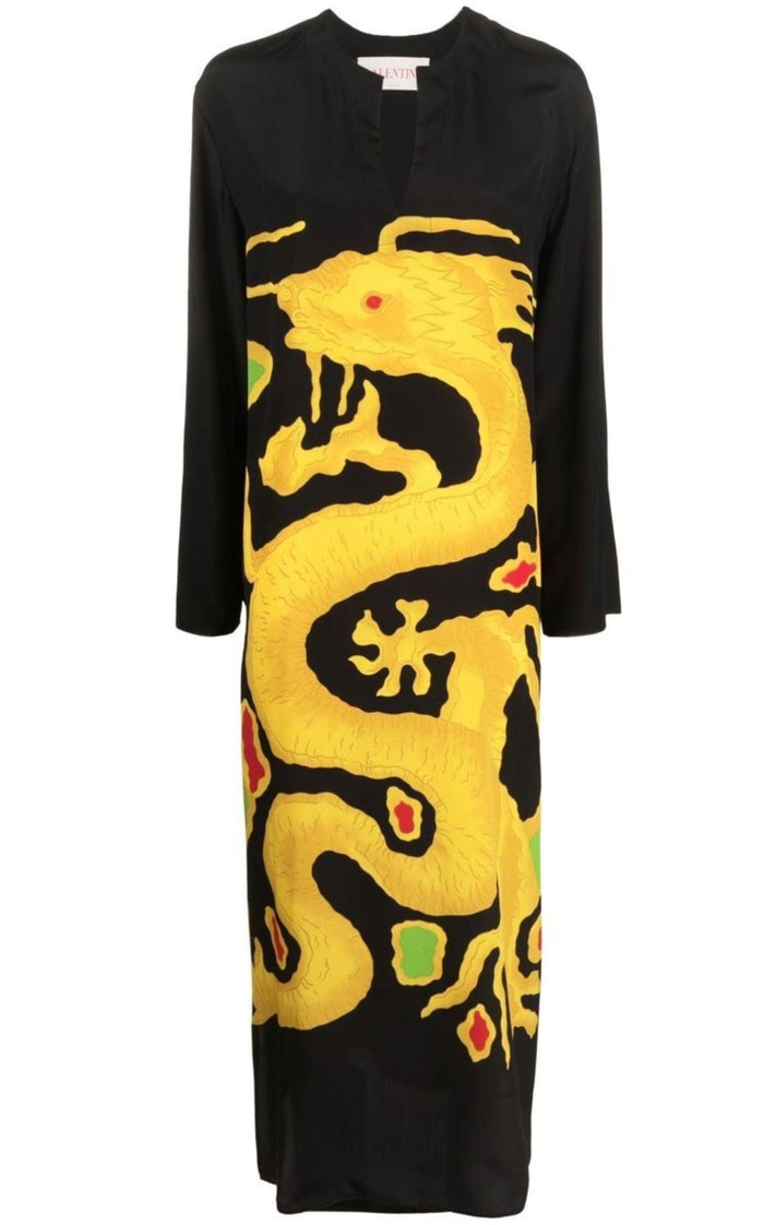 Valentino Graphic Print Silk Maxi Dress - Runway Catalog