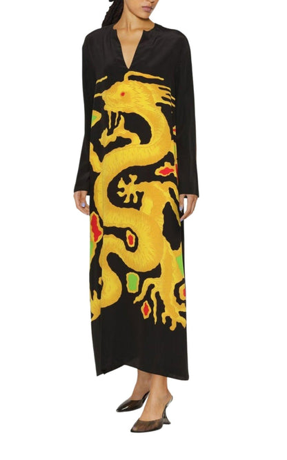 Valentino Graphic Print Silk Maxi Dress - Runway Catalog