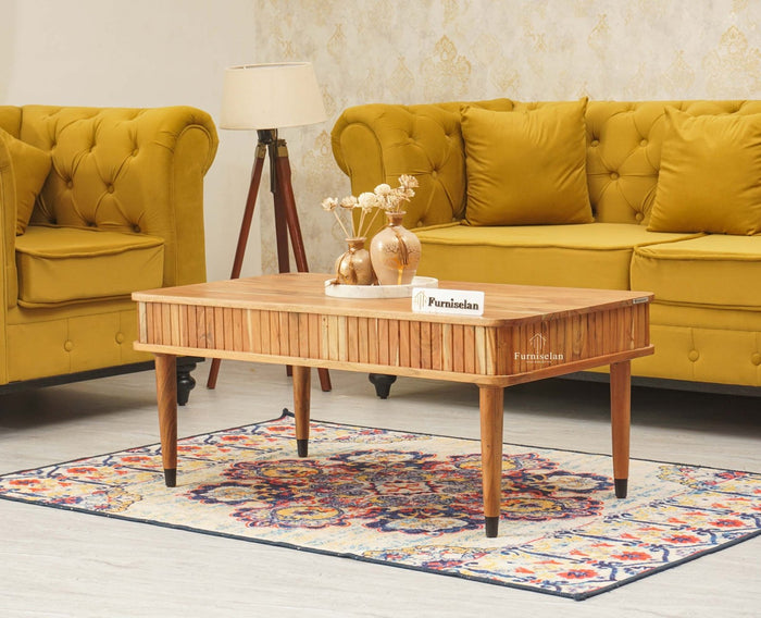Eiffel Solid Wood Coffee Table - Coffee Table - Furniselan - Natural-Finish