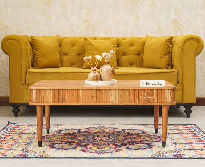 Eiffel Solid Wood Coffee Table - Coffee Table - Furniselan - Natural-Finish