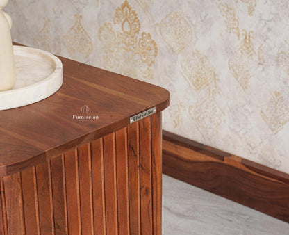 Eiffel Solid Wood Two Door Bedside Table - Bedside Table - Furniselan-Brown Finish