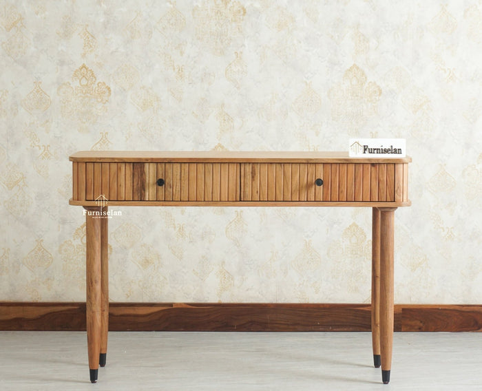 Eiffel Wooden Two Drawer Console Table Furniselan Natural Finish