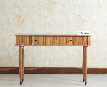 Eiffel Wooden Two Drawer Console Table Furniselan Natural Finish