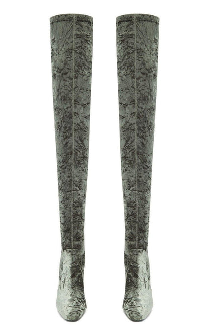 Saint Laurent Ella Velvet Over - the - knee Boots - Runway Catalog