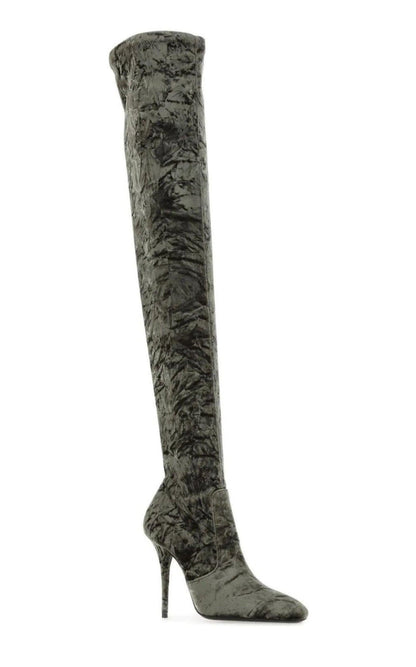Saint Laurent Ella Velvet Over - the - knee Boots - Runway Catalog
