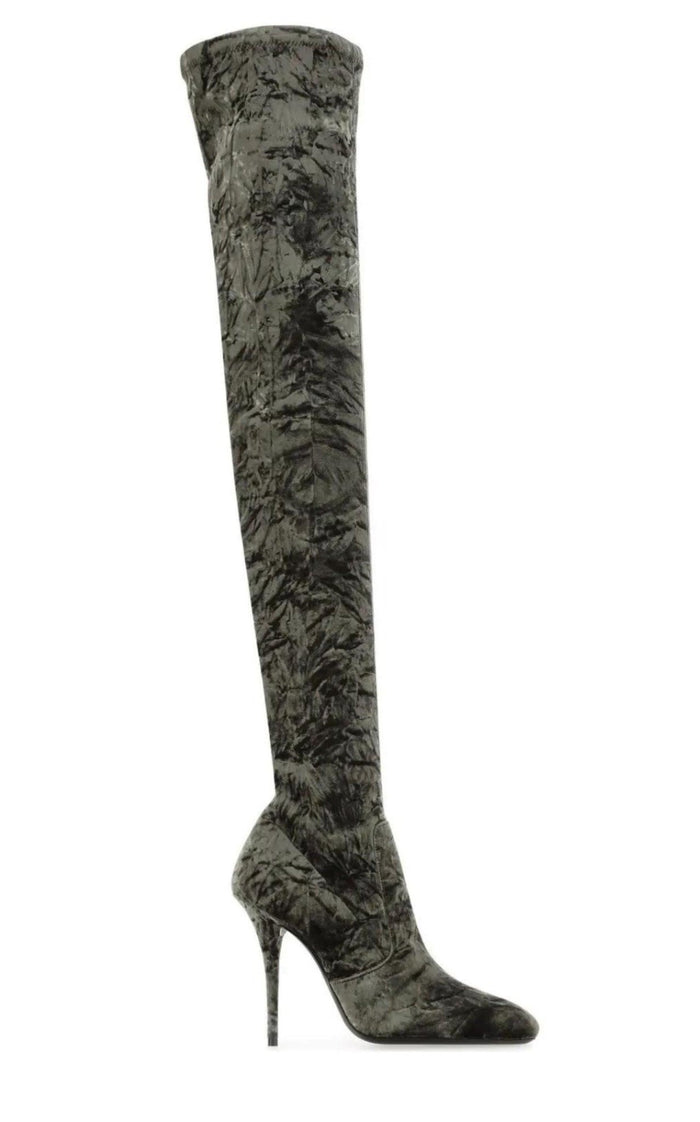 Saint Laurent Ella Velvet Over - the - knee Boots - Runway Catalog