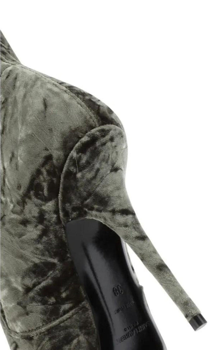 Saint Laurent Ella Velvet Over - the - knee Boots - Runway Catalog