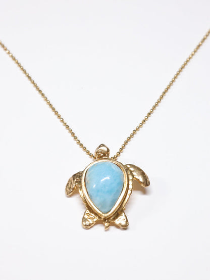 Ember Larimar Turtle Necklace