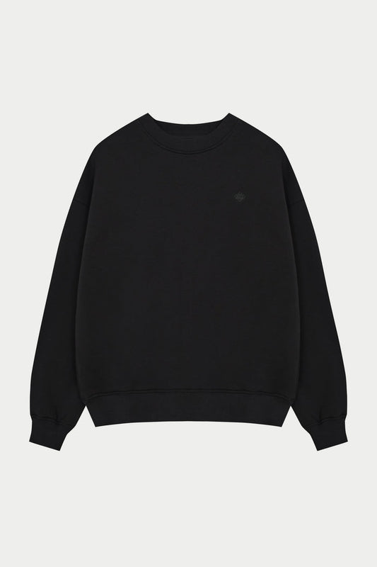 EMBLEM EMBROIDERED SWEATSHIRT - BLACK