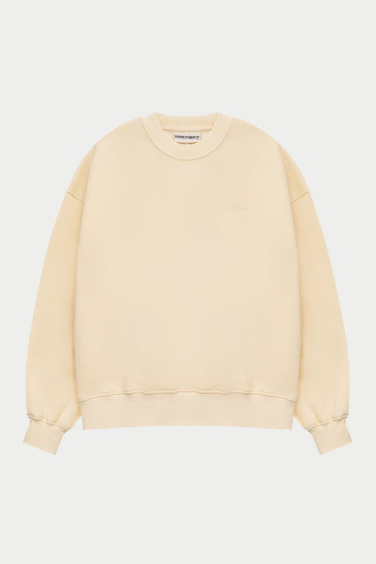 EMBLEM EMBROIDERED SWEATSHIRT - BUTTERMILK