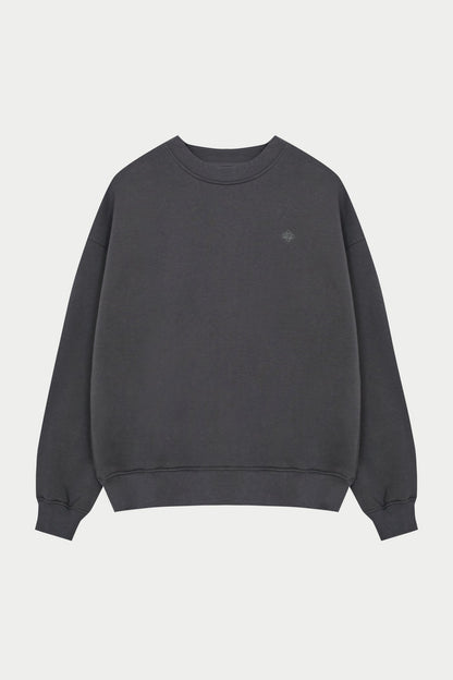 EMBLEM EMBROIDERED SWEATSHIRT - CHARCOAL