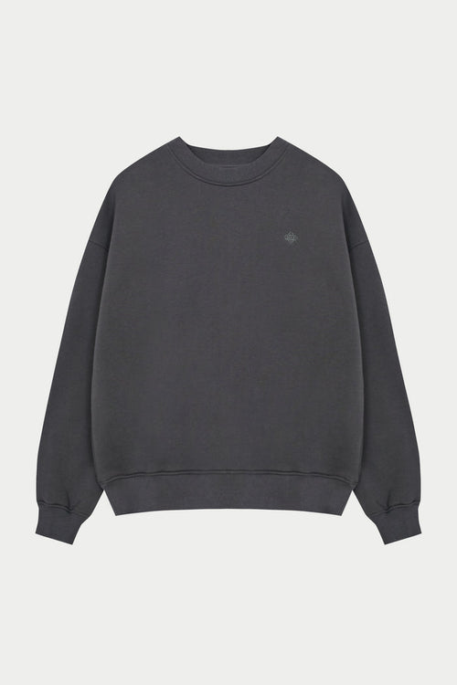 EMBLEM EMBROIDERED SWEATSHIRT - CHARCOAL