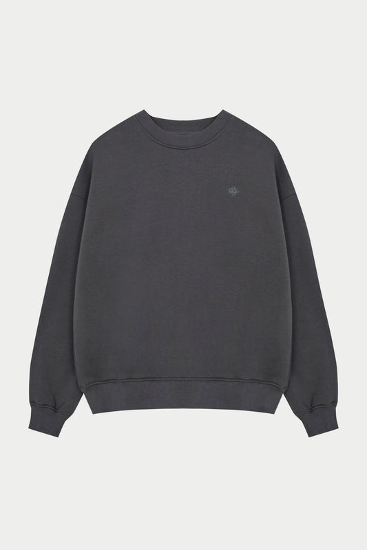 EMBLEM EMBROIDERED SWEATSHIRT - CHARCOAL