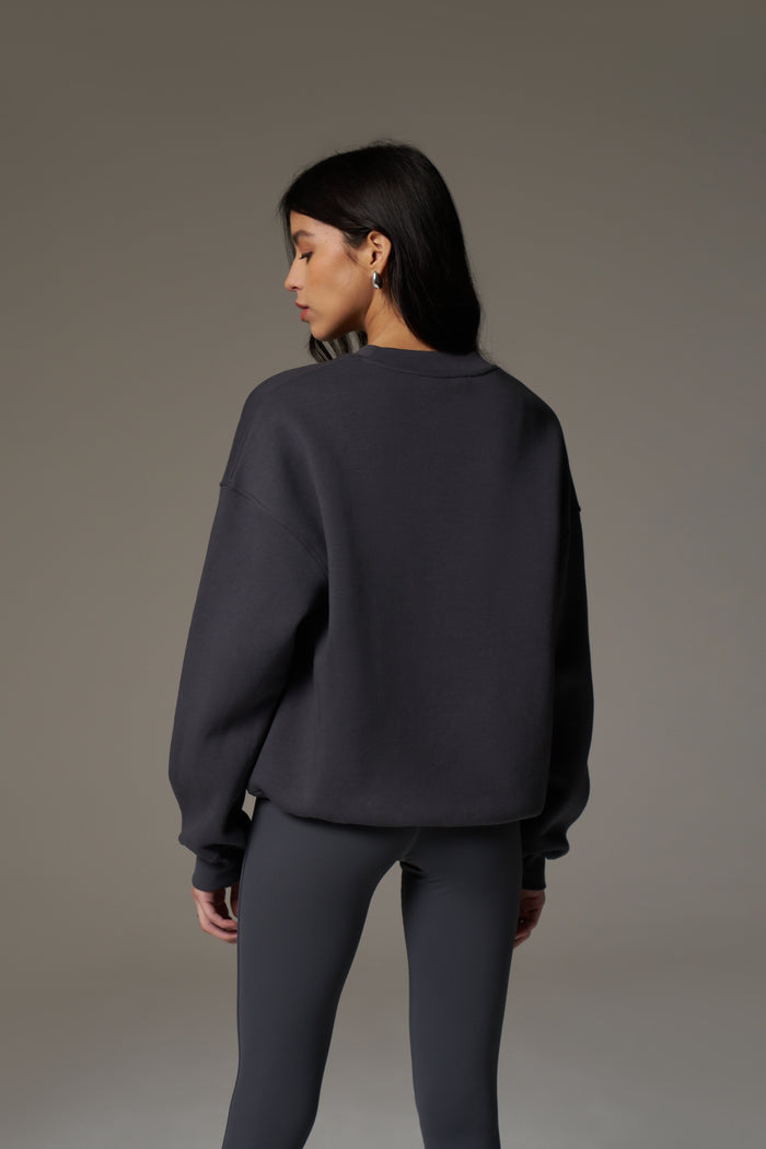 EMBLEM EMBROIDERED SWEATSHIRT - CHARCOAL