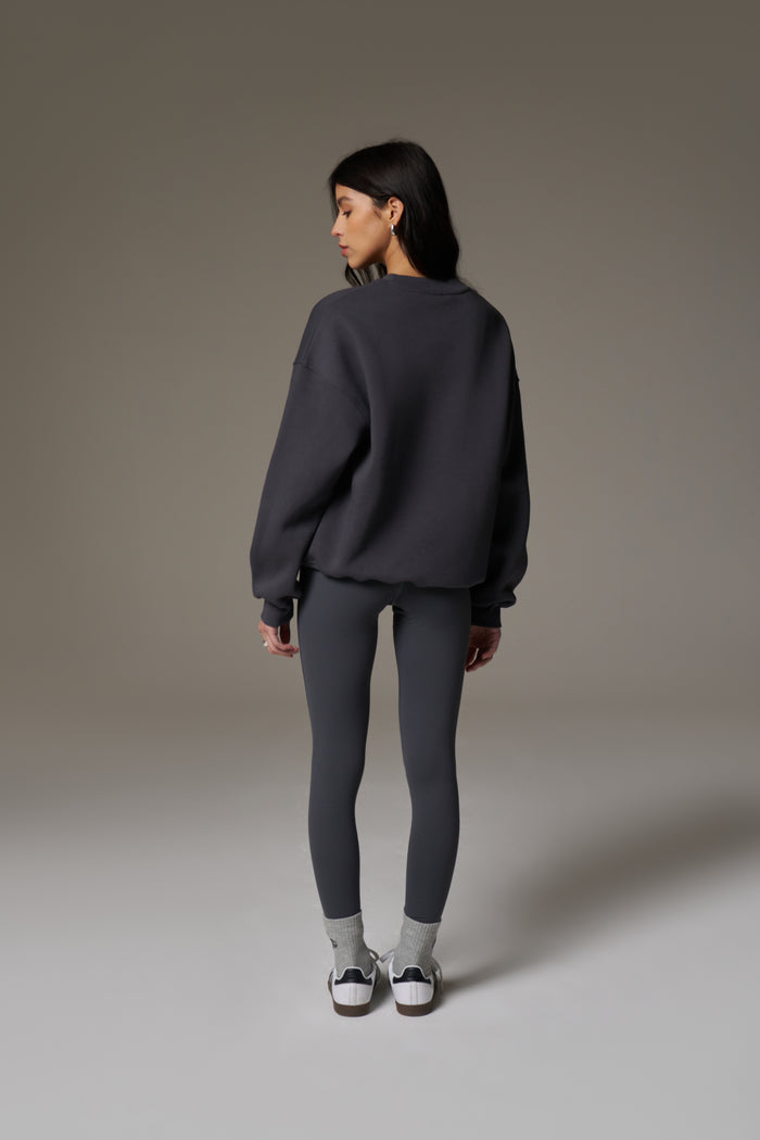 EMBLEM EMBROIDERED SWEATSHIRT - CHARCOAL