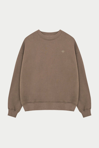 EMBLEM EMBROIDERED SWEATSHIRT - COCOA